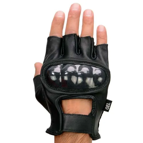 Milwaukee Leather MG7555 Men's Black Leather Gel Padded Fingerless