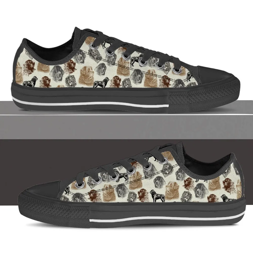 Newfoundland Low Top Shoes - Low Top Sneaker, Dog Printed Shoes, Canvas Shoes For Men, Women