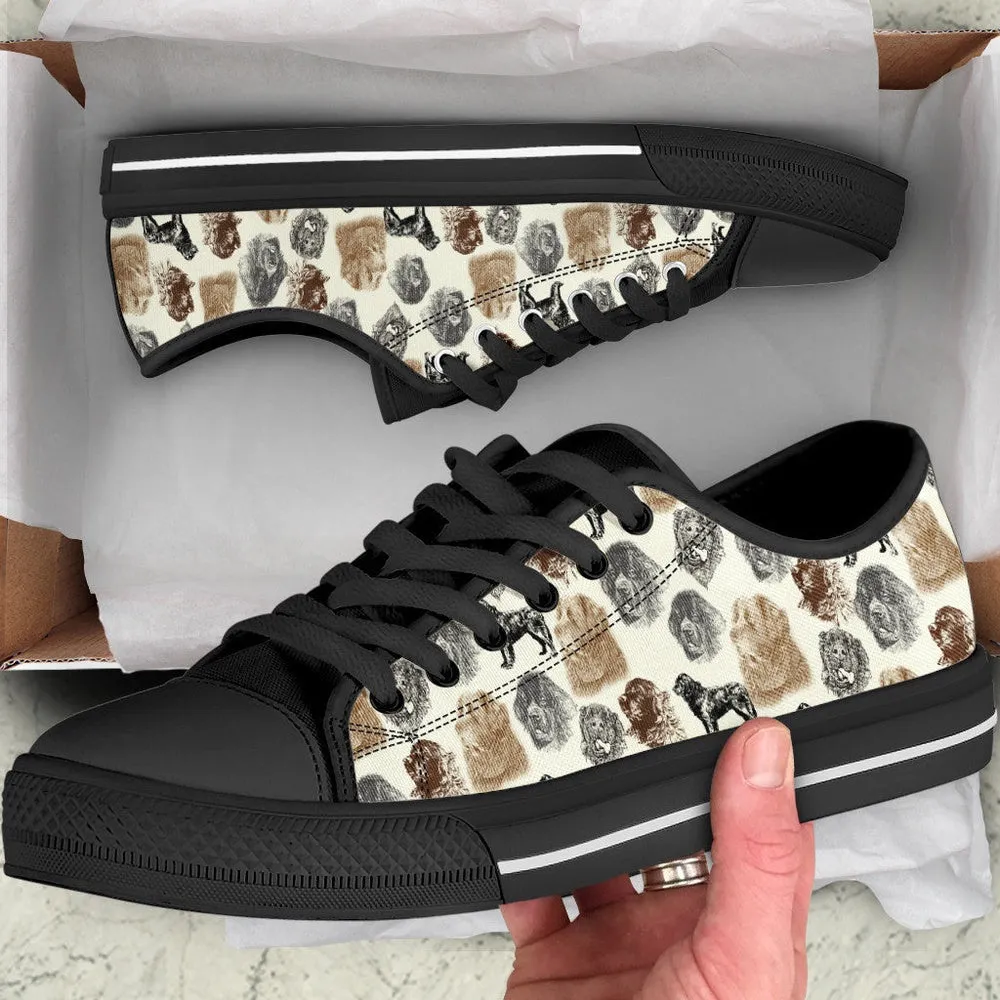 Newfoundland Low Top Shoes - Low Top Sneaker, Dog Printed Shoes, Canvas Shoes For Men, Women