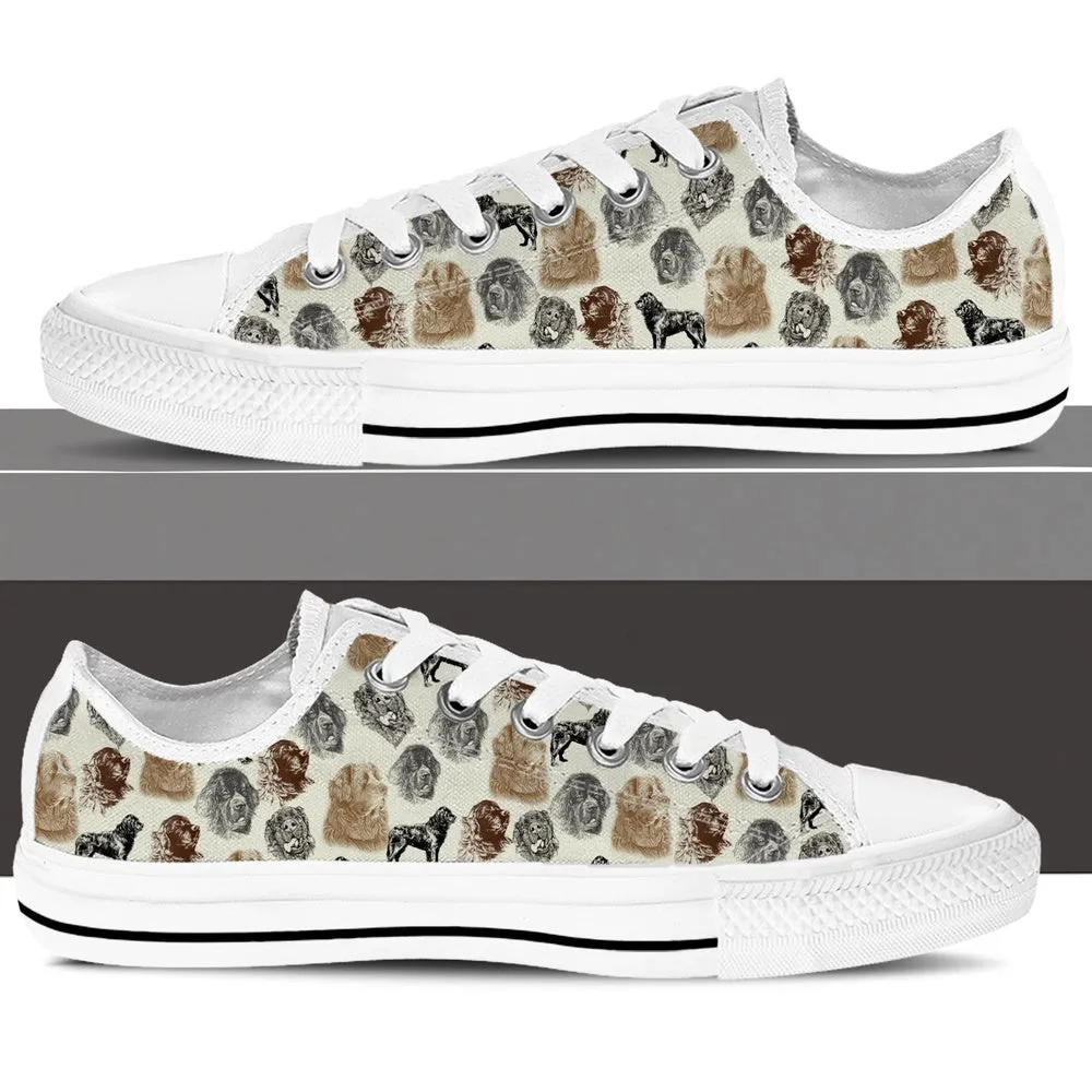 Newfoundland Low Top Shoes - Low Top Sneaker, Dog Printed Shoes, Canvas Shoes For Men, Women