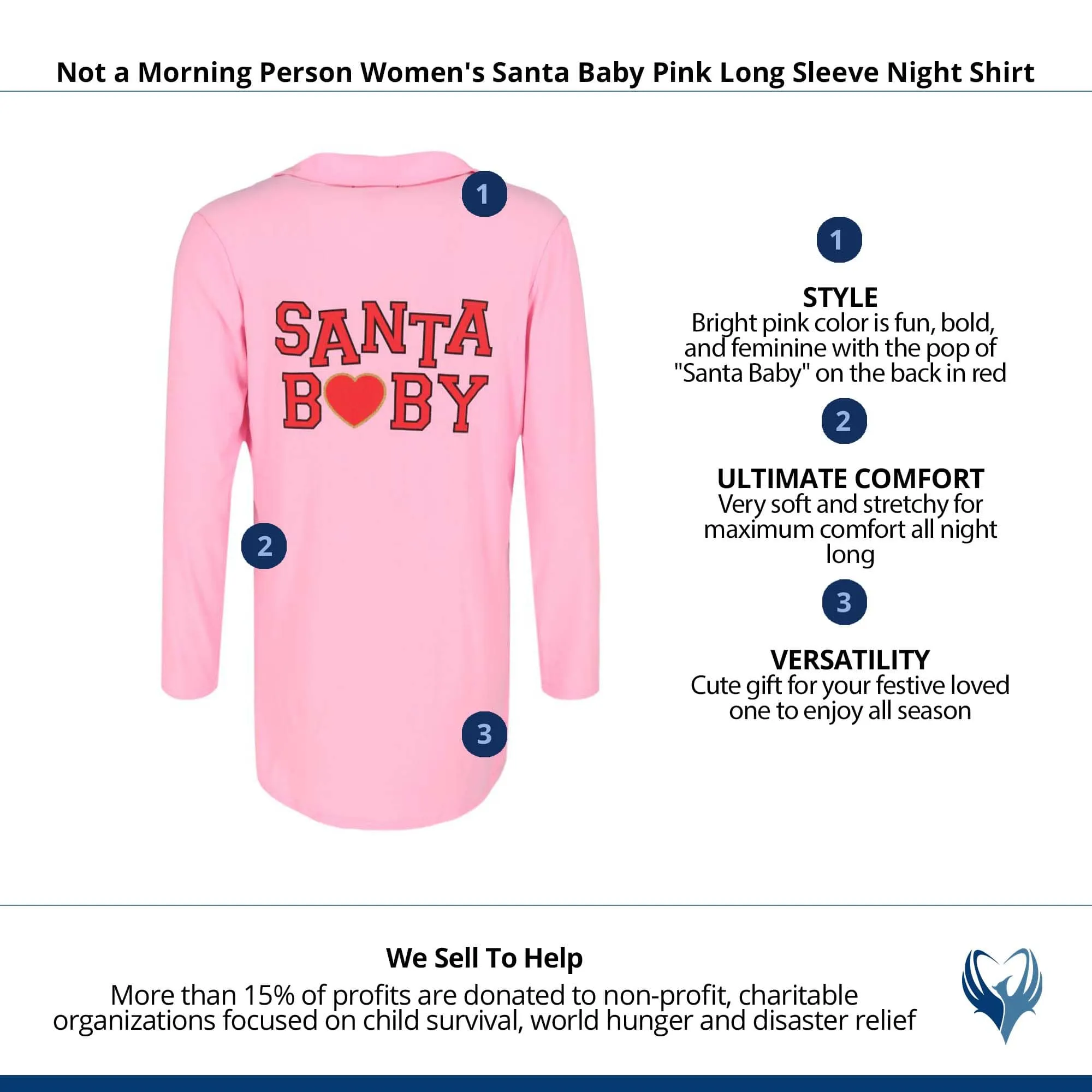 Not a Morning Person Women's Santa Baby Pink Long Sleeve Night Shirt