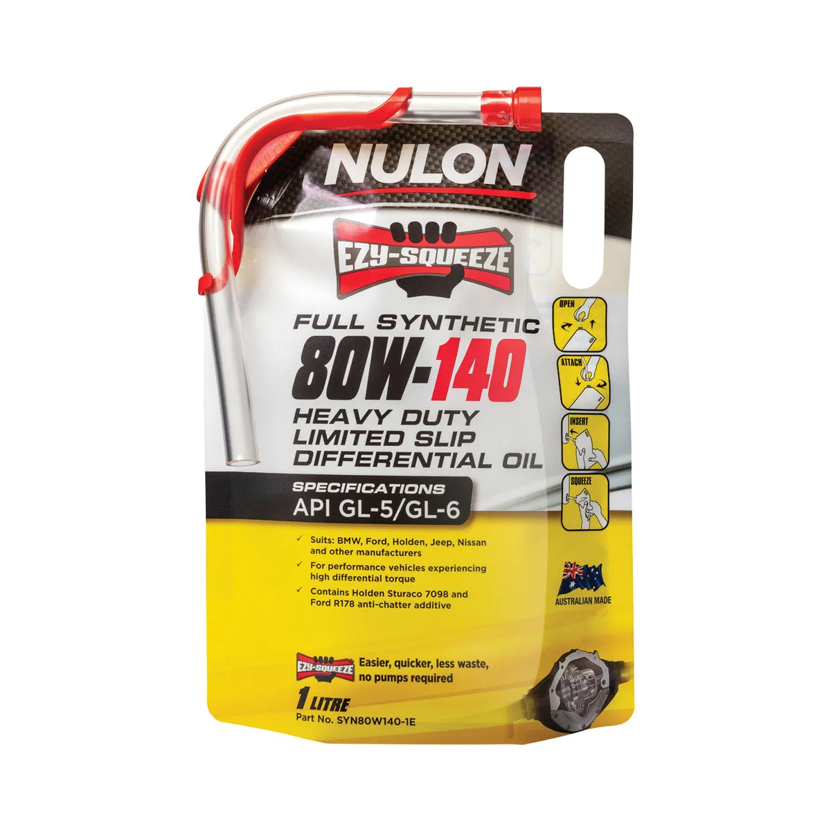 NULON SYN80W140-1E Full Synthetic 80W-140 Heavy Duty Limited Slip Differential Oil 1L