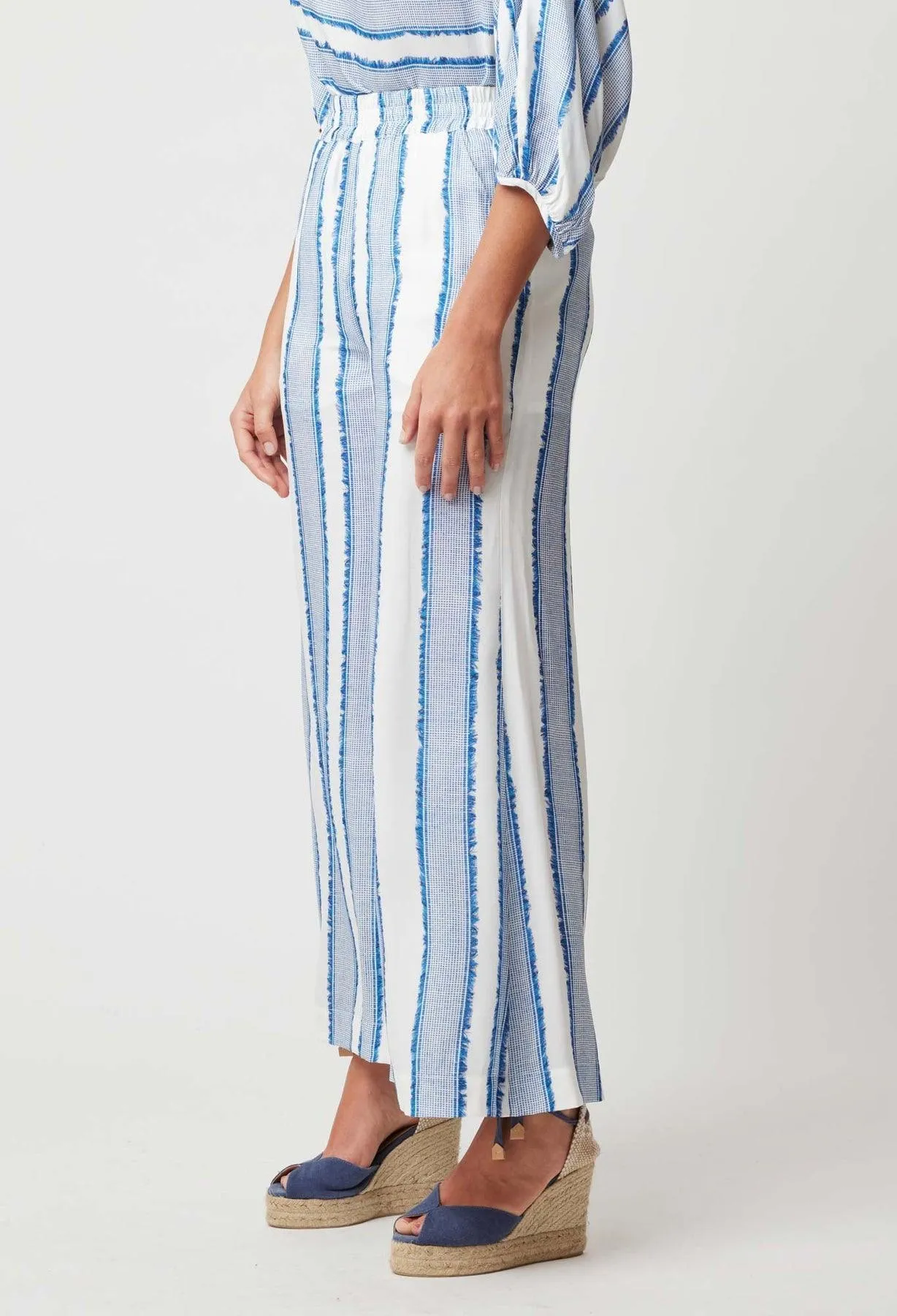 OnceWas Positano Wide Leg Pant in Sorrento Stripe