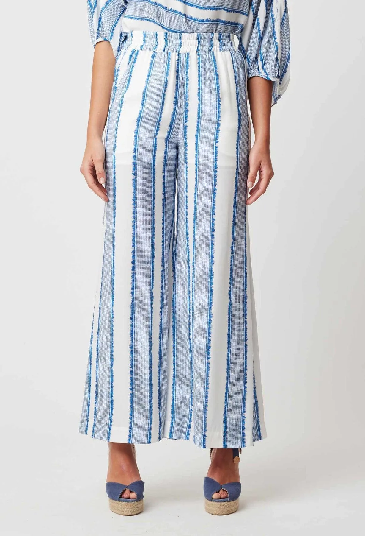 OnceWas Positano Wide Leg Pant in Sorrento Stripe