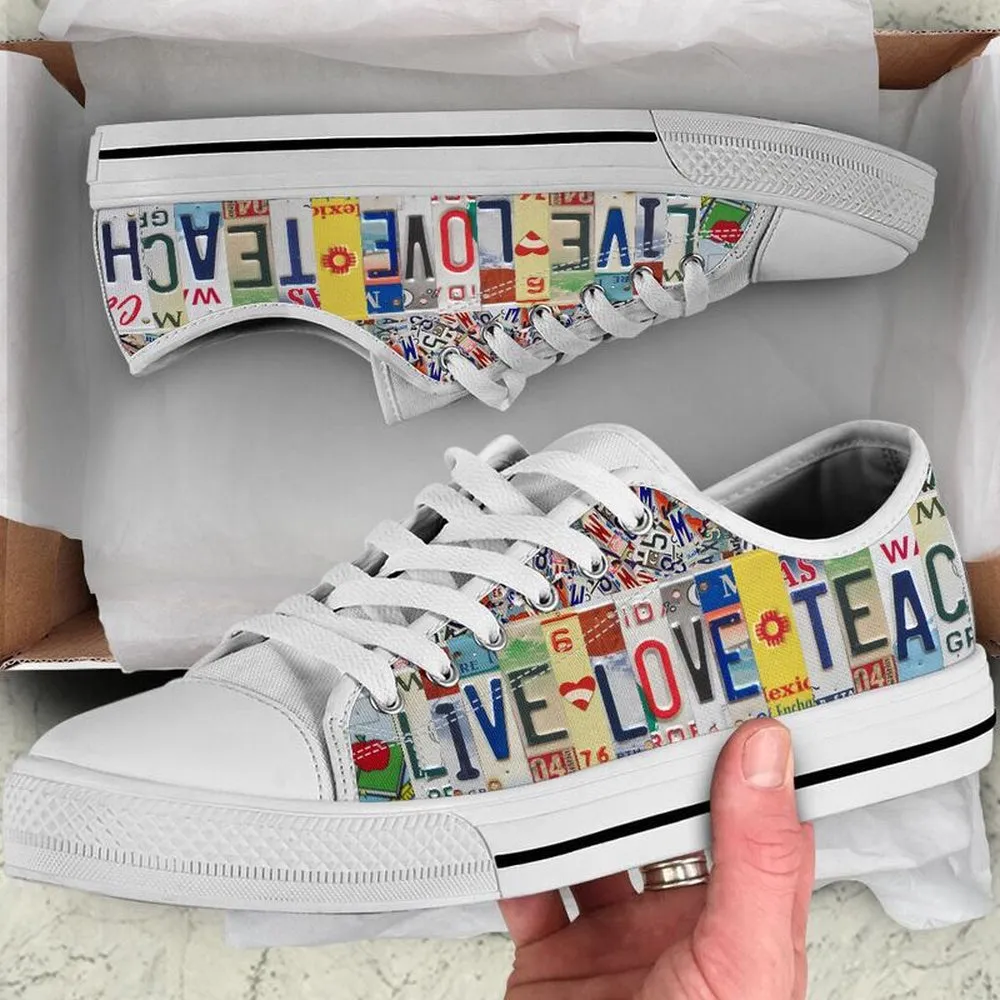 Pe Teacher License Plates Low Top Shoes, Teacher Shoes, Low Top Sneakers