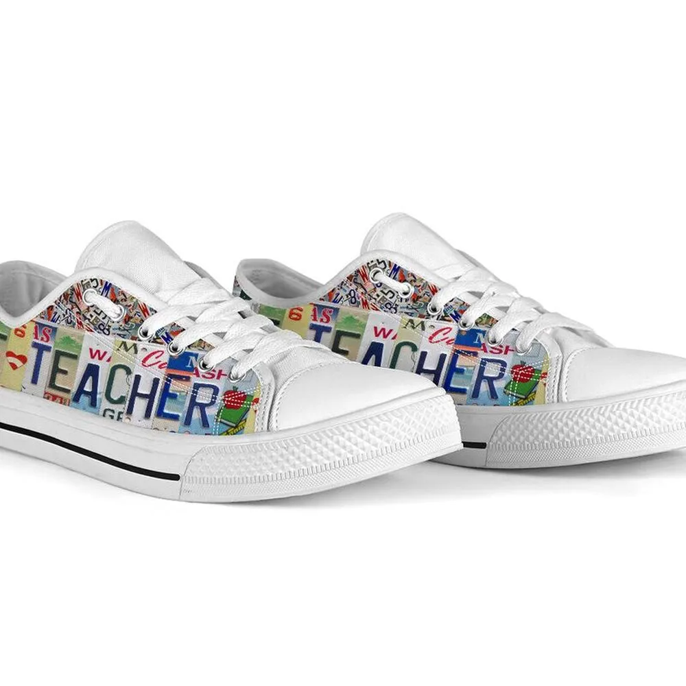 Pe Teacher License Plates Low Top Shoes, Teacher Shoes, Low Top Sneakers