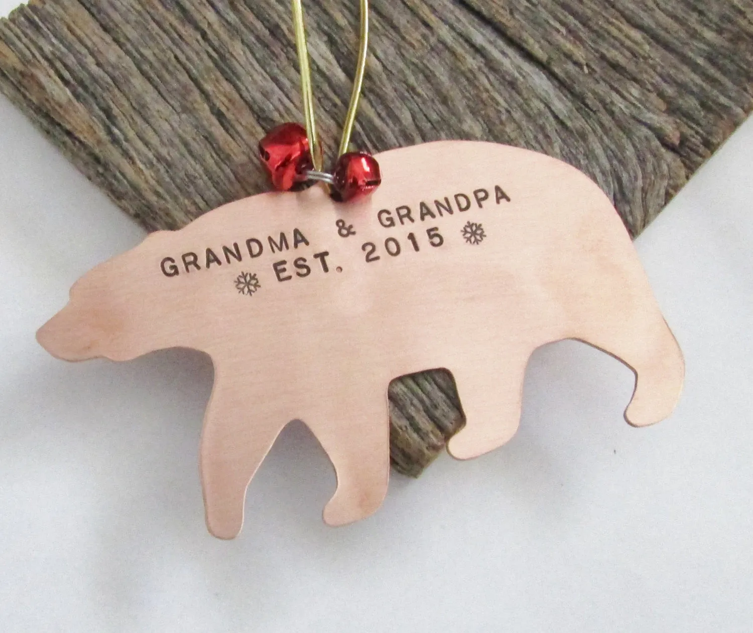 Personalized Christmas Ornament New Grandparents Christmas Ornament for Grandpa Bear Ornament for Grandma and Grandpa Established 2015 Gift