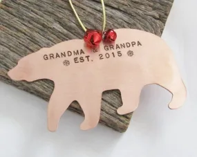 Personalized Christmas Ornament New Grandparents Christmas Ornament for Grandpa Bear Ornament for Grandma and Grandpa Established 2015 Gift