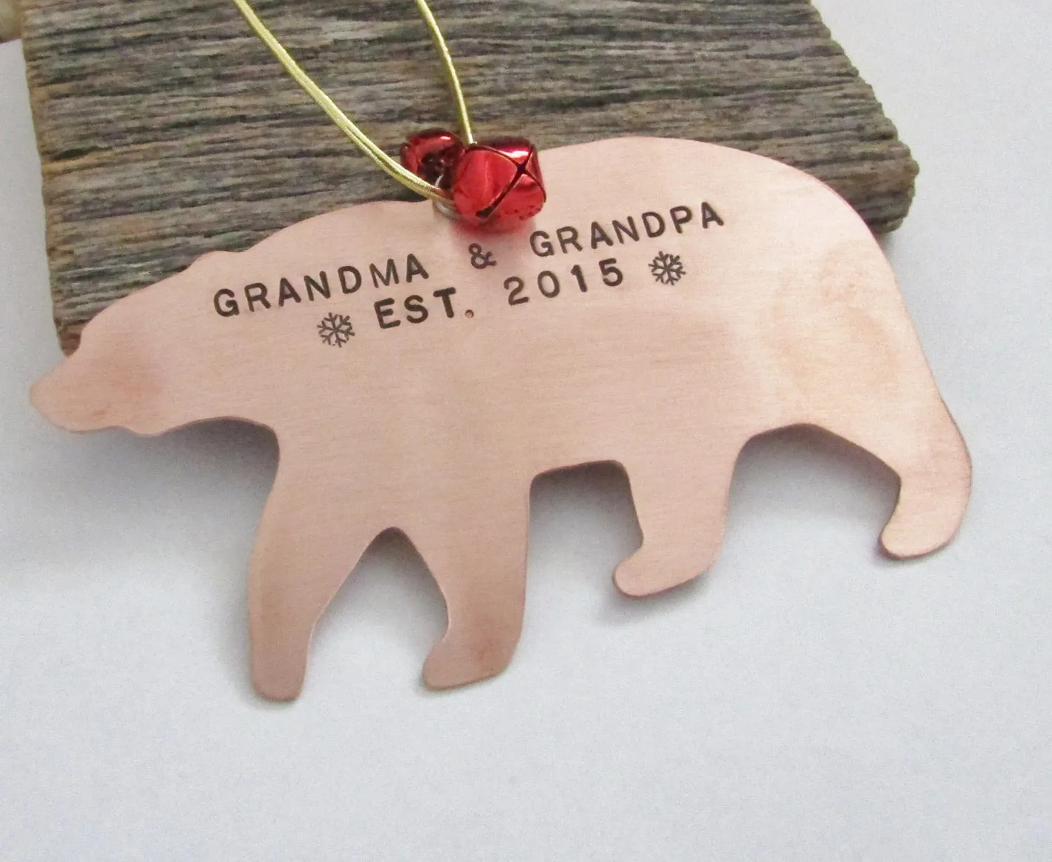 Personalized Christmas Ornament New Grandparents Christmas Ornament for Grandpa Bear Ornament for Grandma and Grandpa Established 2015 Gift