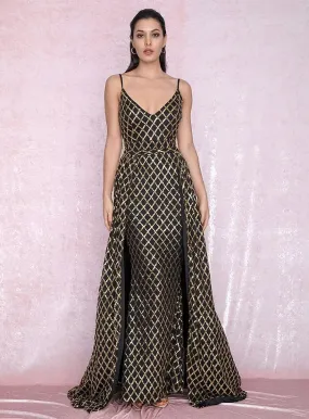 Plaid Sequin Material Two-Pieces Bodycon Party Maxi Dress