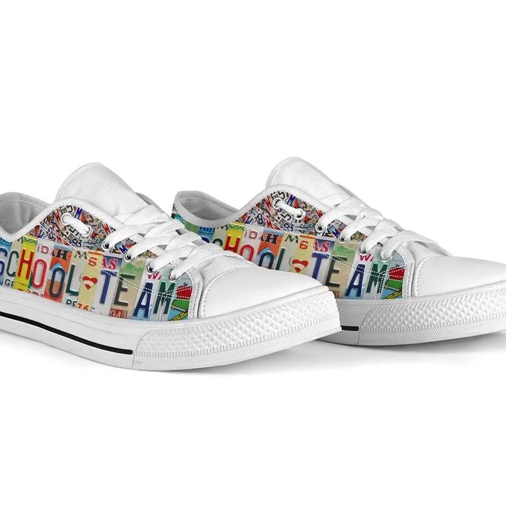 Preschool Team License Plates Low Top Shoes, Teacher Shoes, Low Top Sneakers