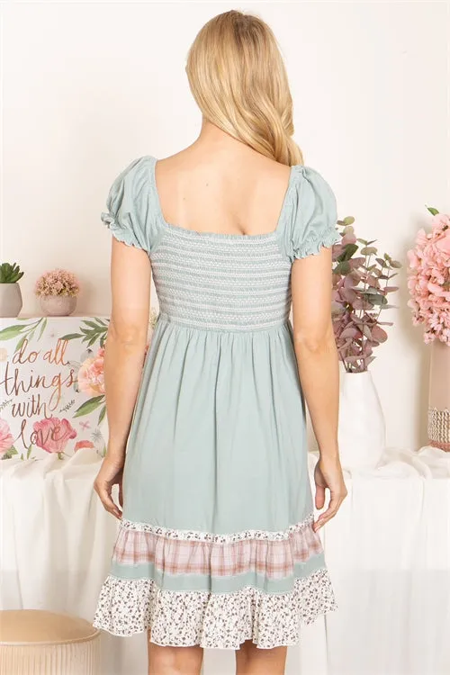 Sage Green Smocked Dress