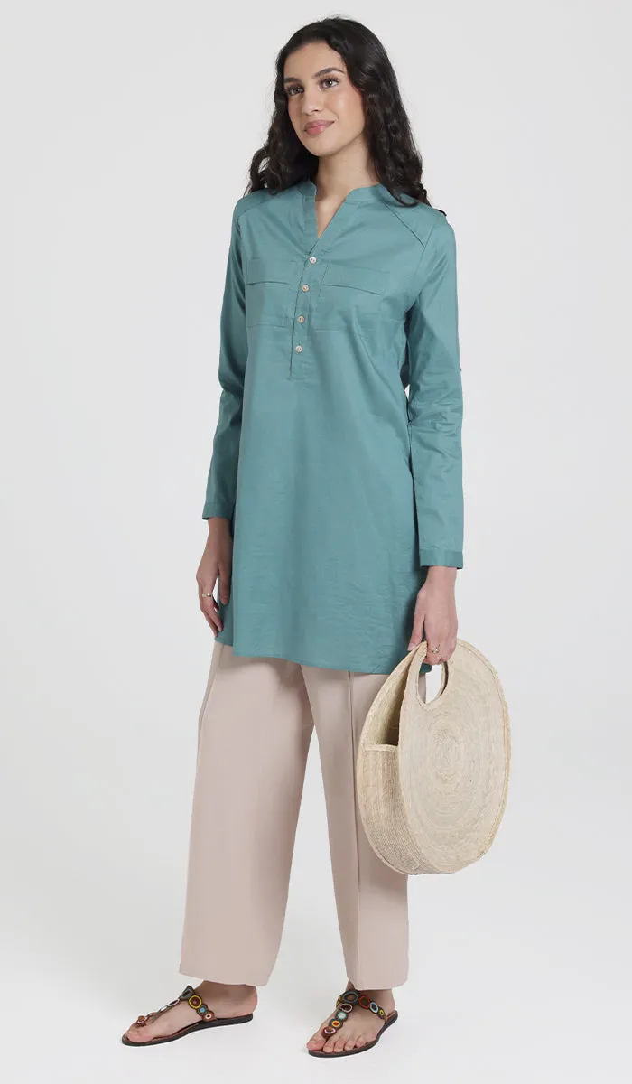 Sahlan Everyday Cotton Modest Tunic - Sea green