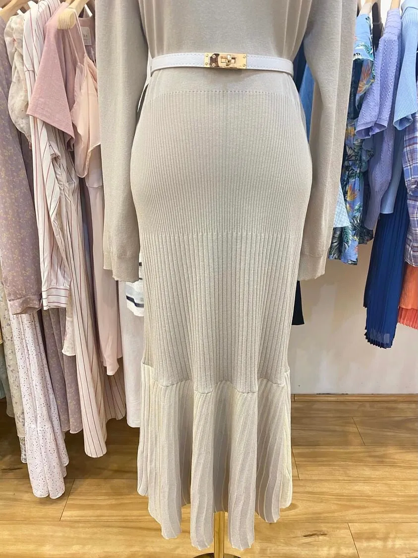 Simple fitted beige  dress