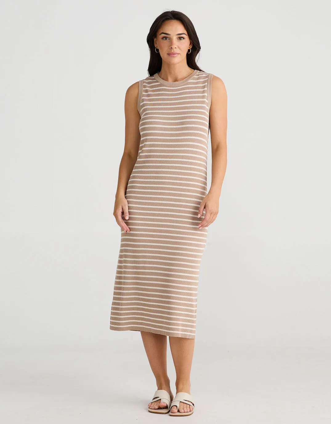 Squad Midi Dress - Taupe/Ecru