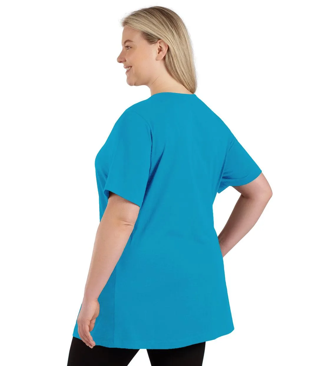 Stretch Naturals Lite Short Sleeve Split Collar Tunic Classic Colors