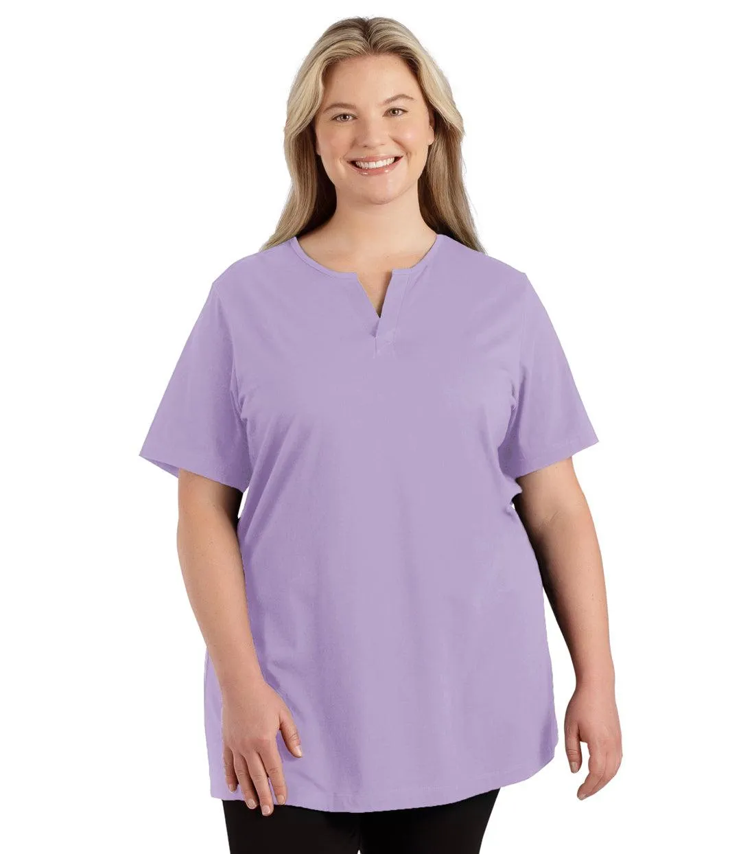 Stretch Naturals Lite Short Sleeve Split Collar Tunic Classic Colors