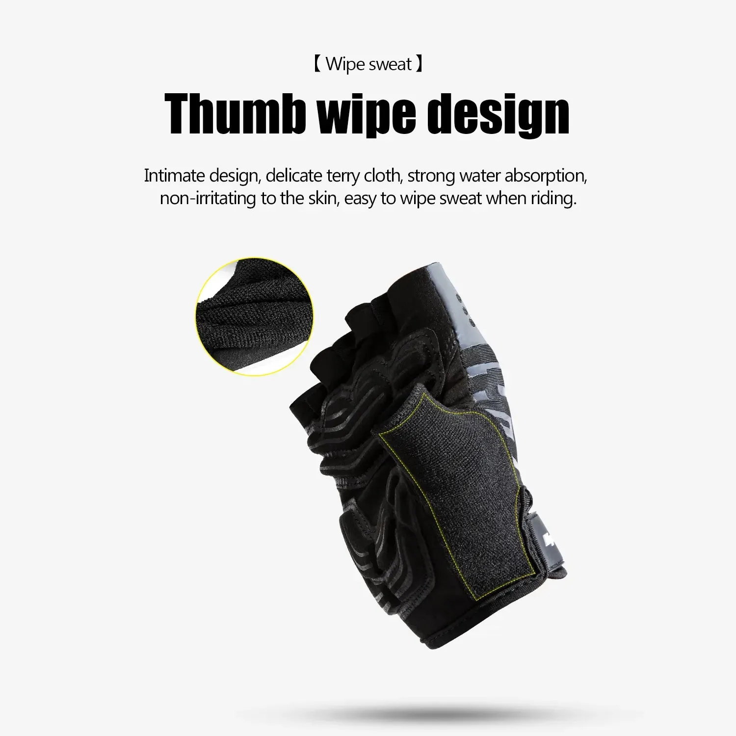 Summer Sport Cycling Gloves Black Fingerless Thicken Shock Pads SBR Anti-slip Anti-sweat Fitness Motorbike Gloves Men