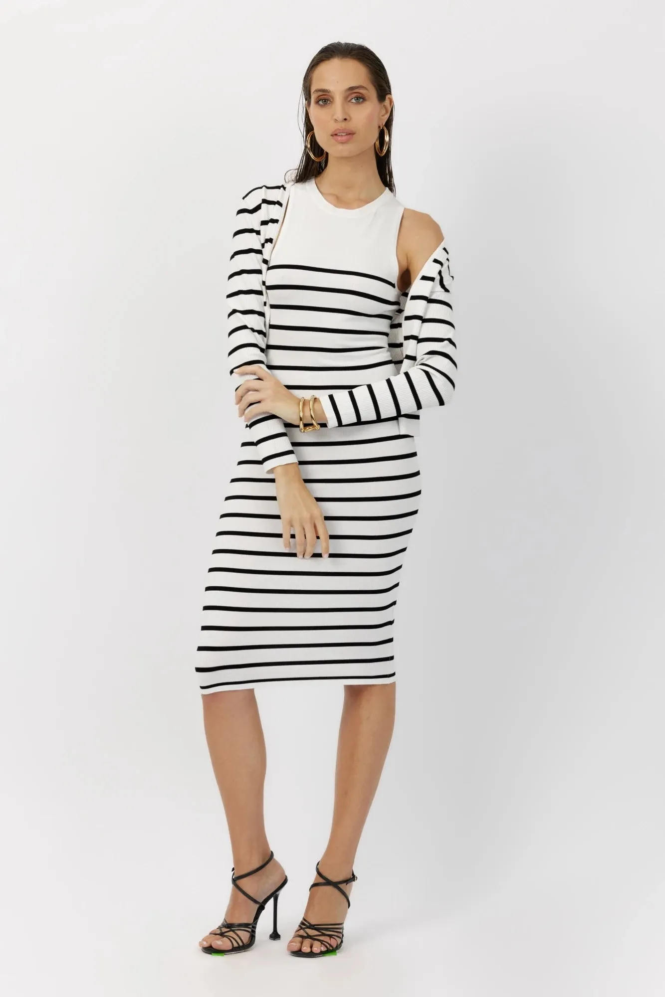 The Gemma - Breton Stripe Viscose Ribbed Cardigan Chic Layering