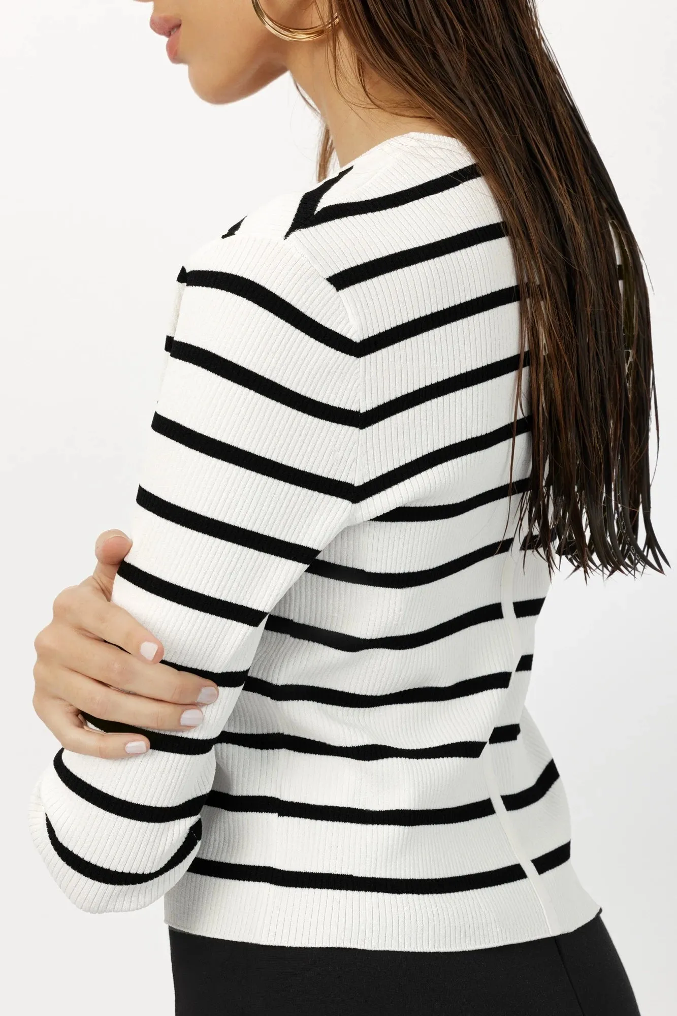 The Gemma - Breton Stripe Viscose Ribbed Cardigan Chic Layering