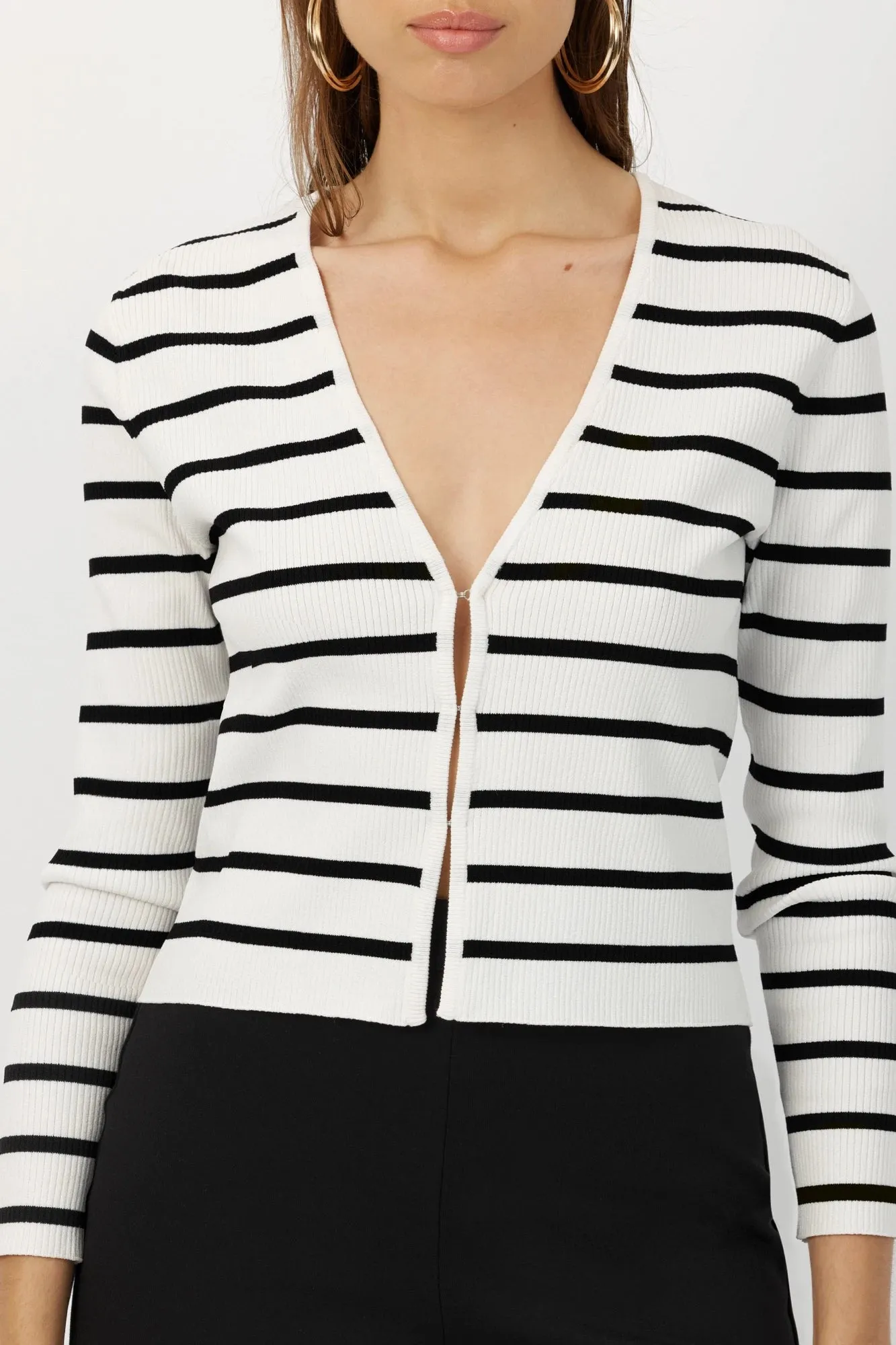 The Gemma - Breton Stripe Viscose Ribbed Cardigan Chic Layering