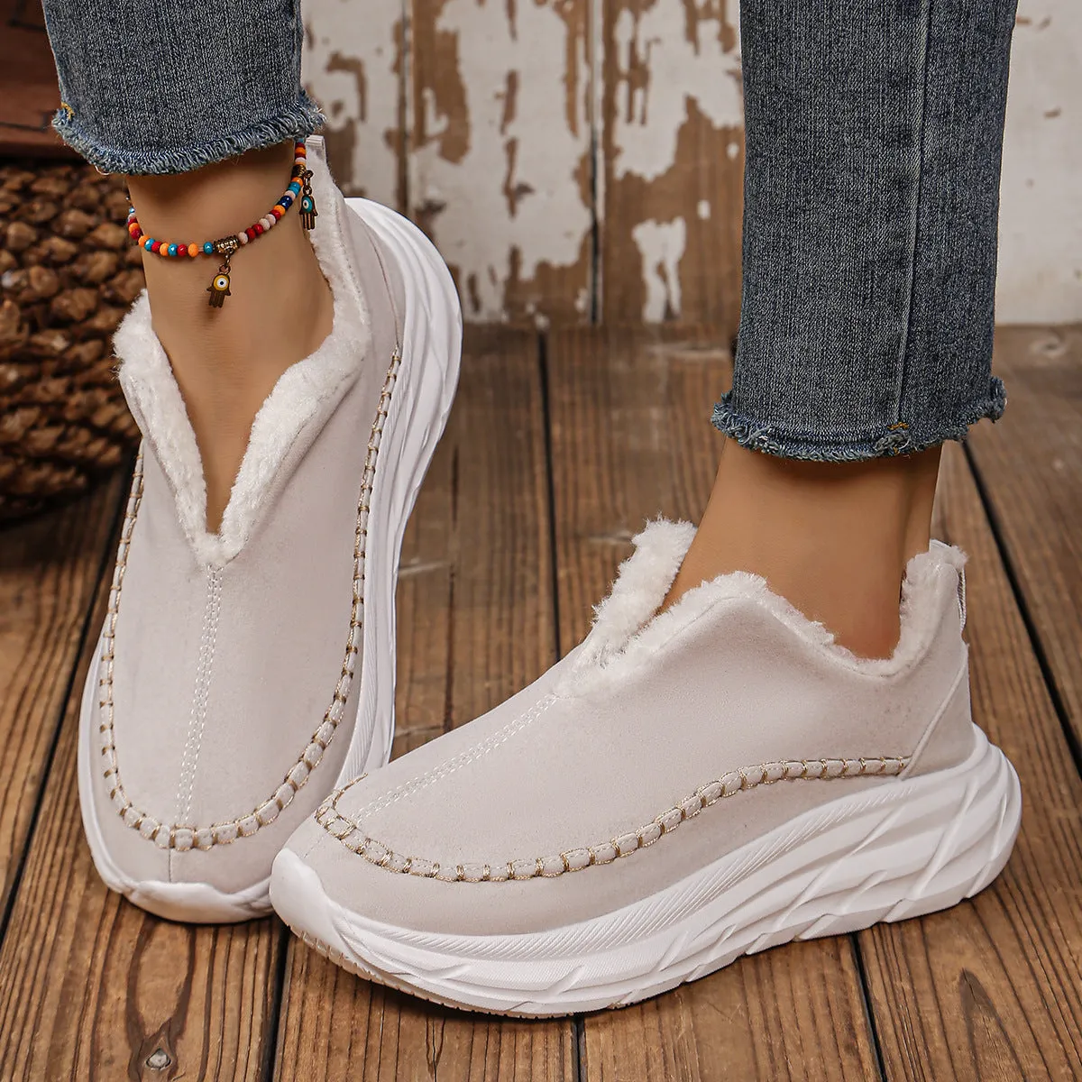 Thermal Suede Platform Slip-On Boots