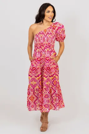 Tribal Smock One Shoulder Maxi Dress