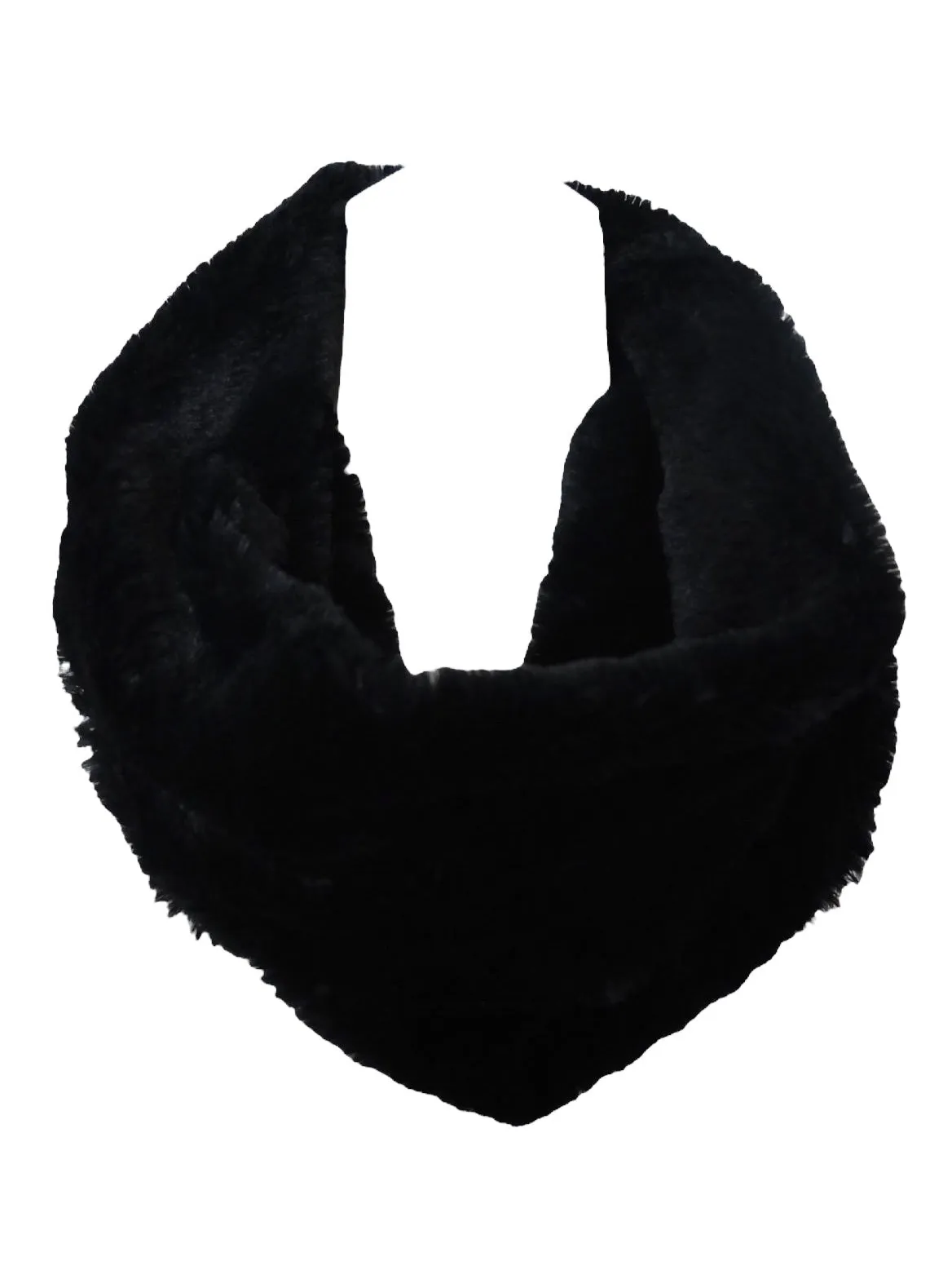 Vintage 2000s Y2K Preppy Goth Grunge Black Basic Solid Faux Fur Soft Fuzzy Chunky Infinity Wrap Winter Scarf