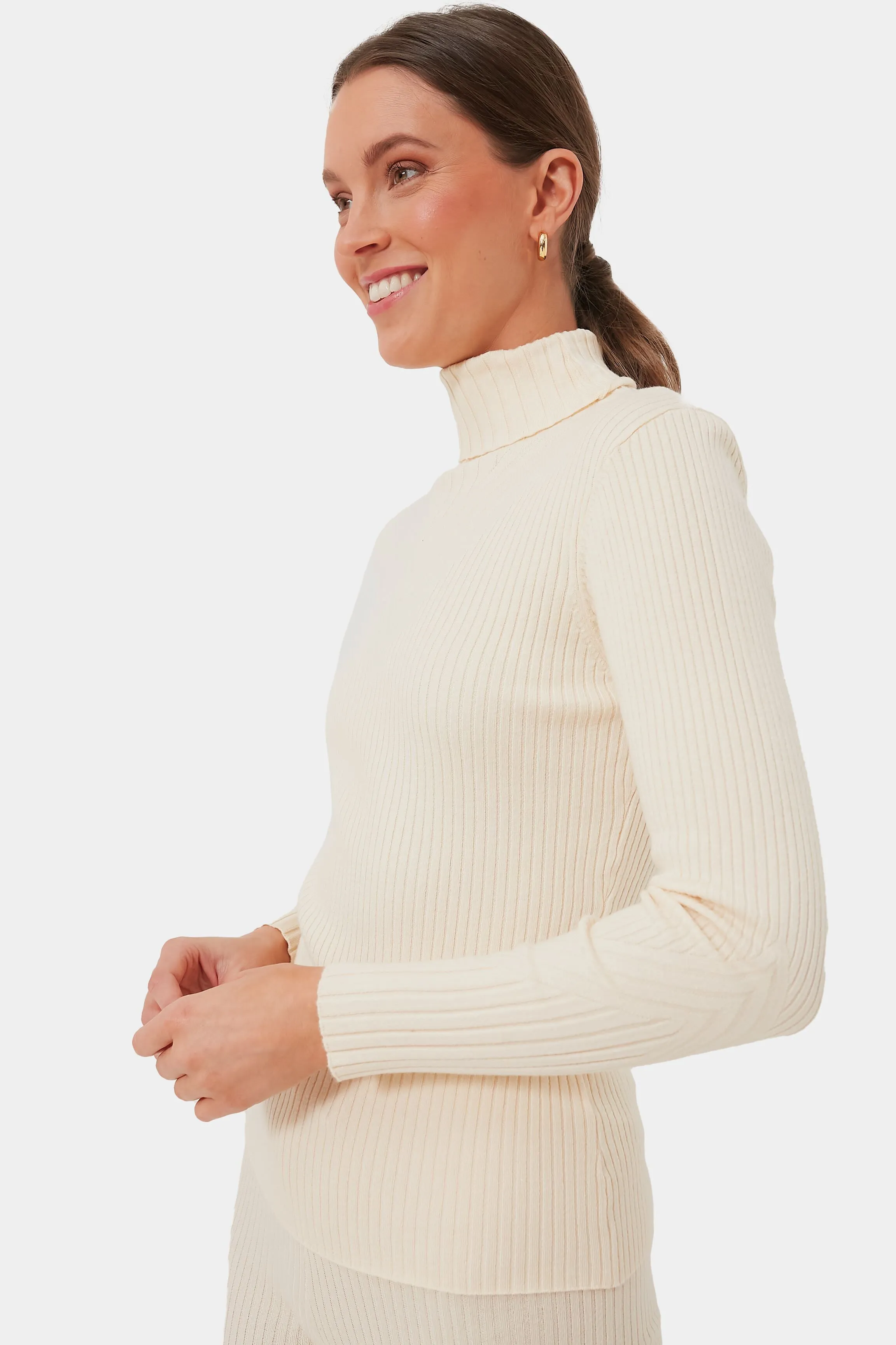 Whitecap Grey Esme Rib Roll Neck