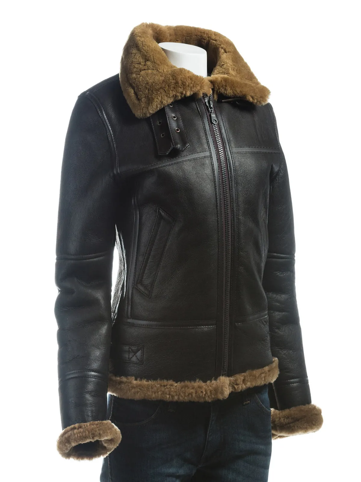 Women B3 Bomber Shearling Leather Jacket