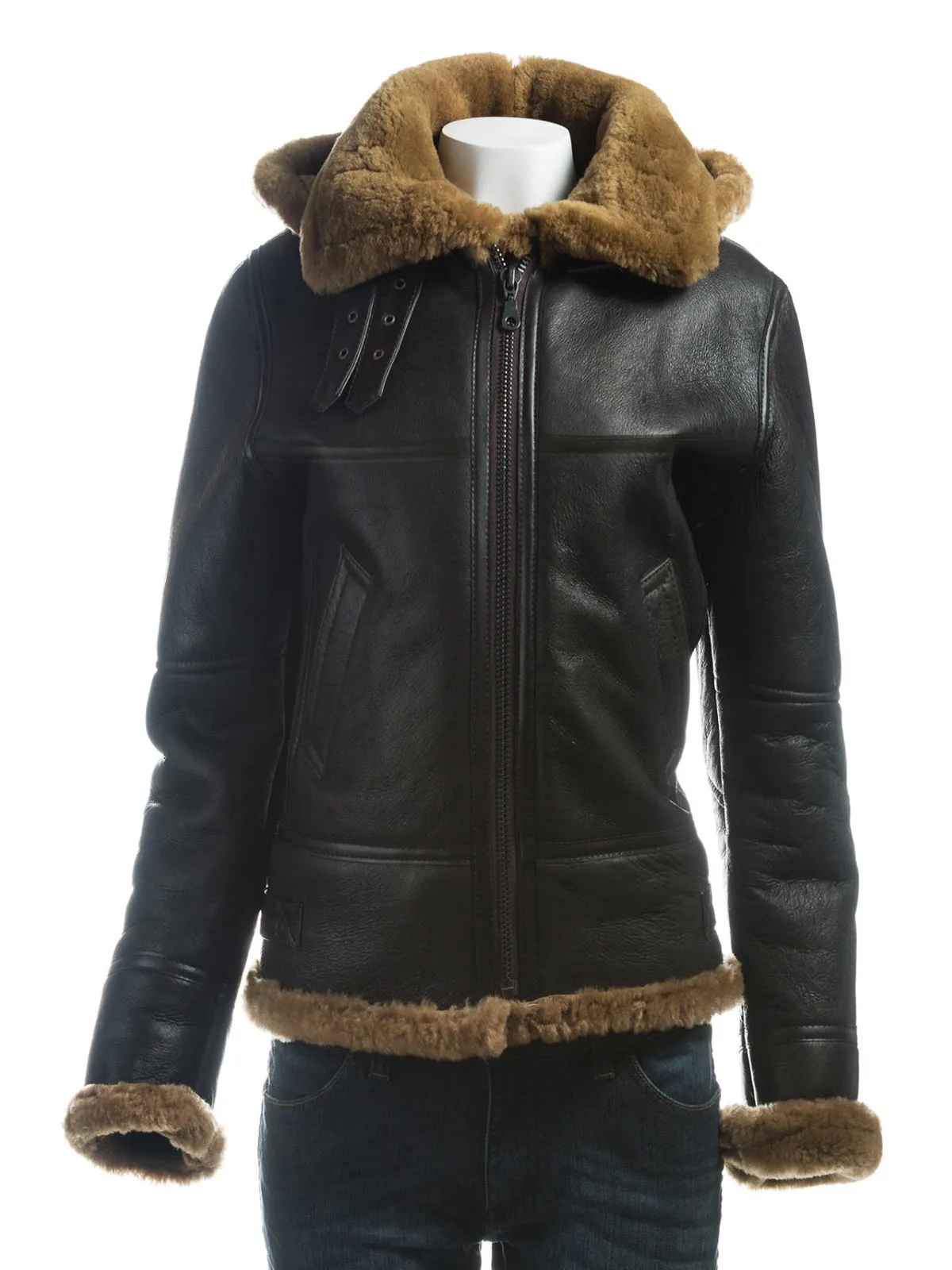 Women B3 Bomber Shearling Leather Jacket