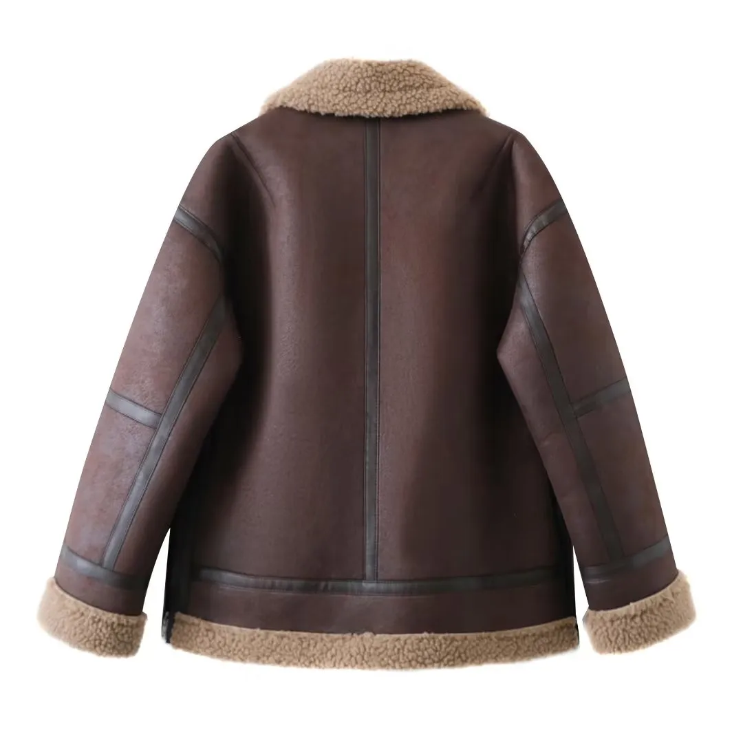 Women Clothing Faux Shearling Jacket Double Sided Jacket Jacket