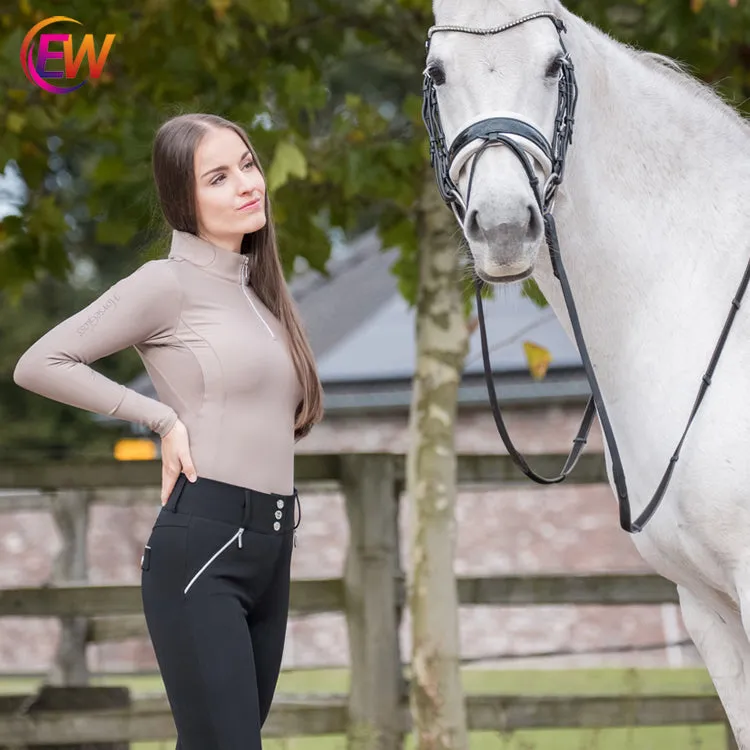 Women Long Sleeve Equestrian Tops Horse Riding Base Layer