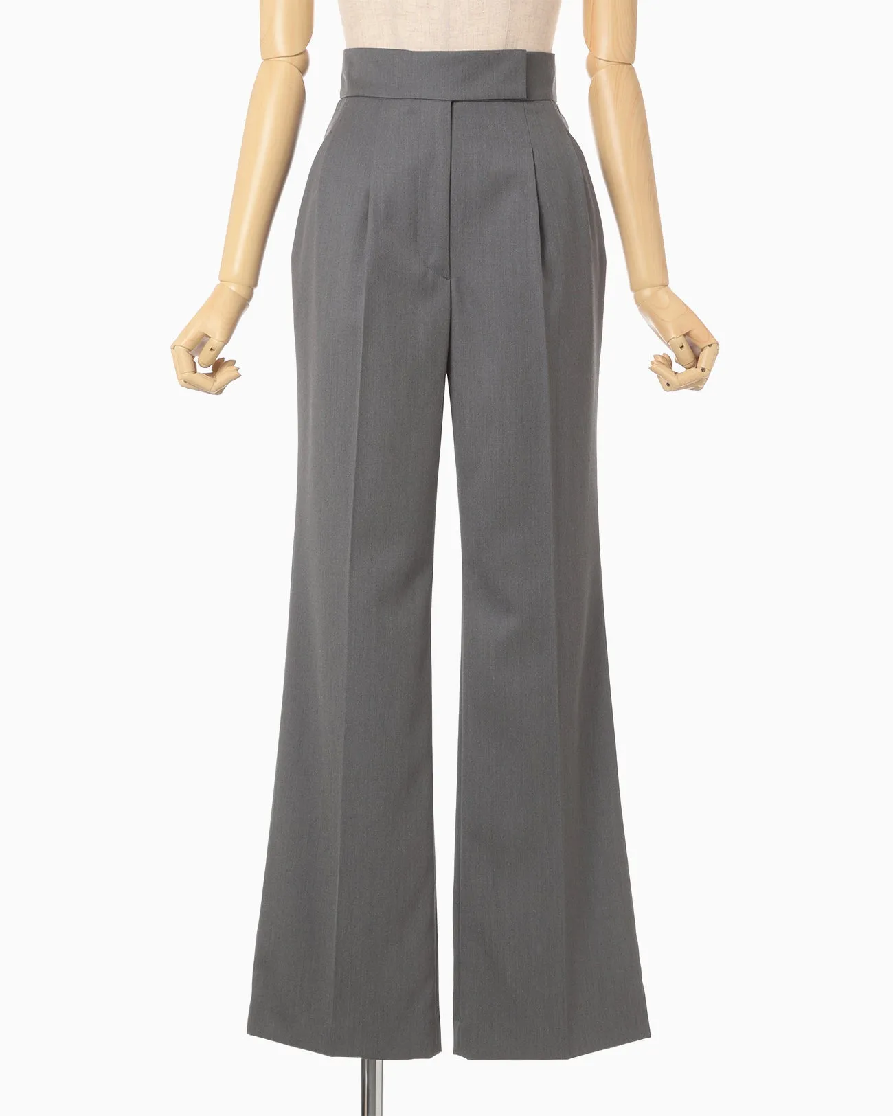 Wool Gabardine Flared Trousers