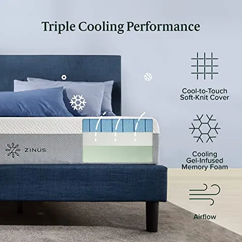 ZINUS 10 Inch Ultra Cooling Gel Memory Foam Mattress / Cool-to-Touch Soft Knit Cover / Pressure Relieving / CertiPUR-US Certified / Bed-in-a-Box / All-New / Made in USA, Twin